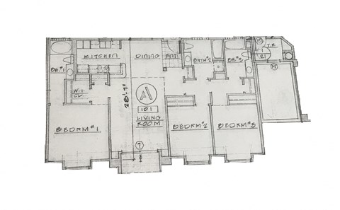Floor plan for 3 beds, 3 baths, 1434 sqft